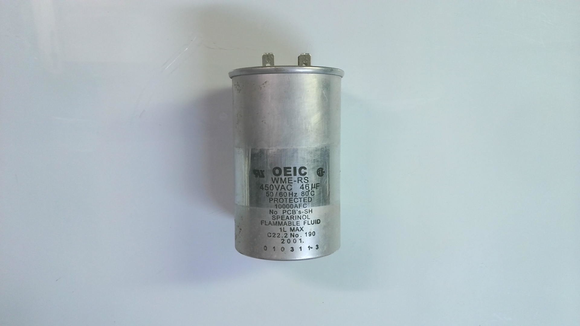 Condensadores OEIC / WME-RS / 450VAC 46UF / 50/60HZ 80C / 10000AFC / 0103113 CON 03