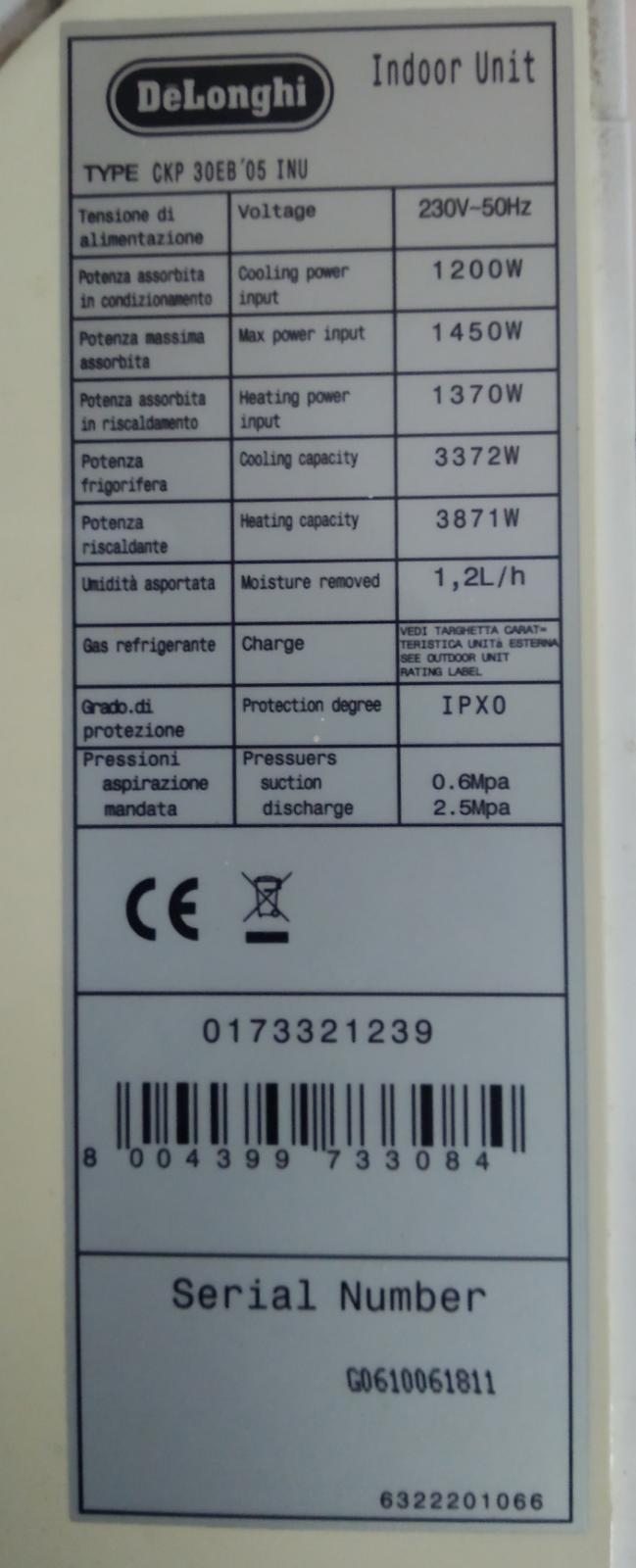 Turbina para Split delonghi modelo CKP 30EB 05 INU