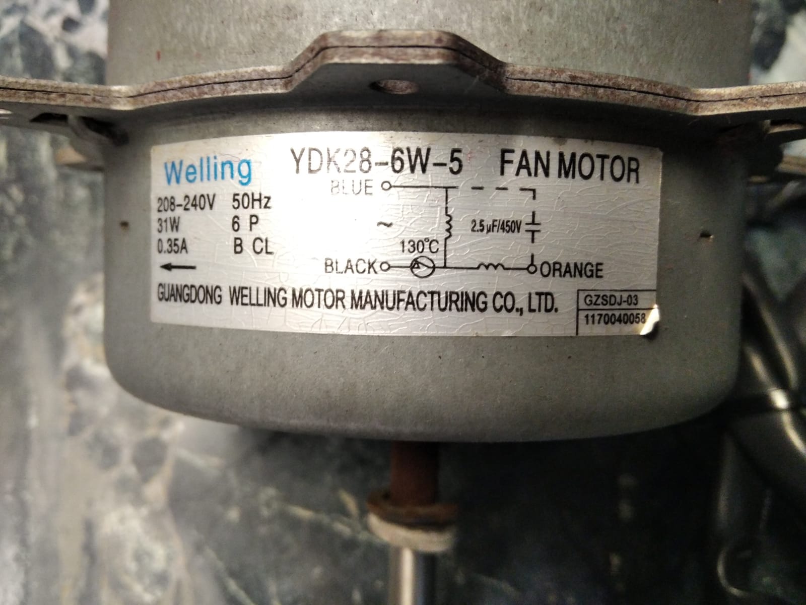 Motor ventilador unidad externa dolphin YDK28-6W-5