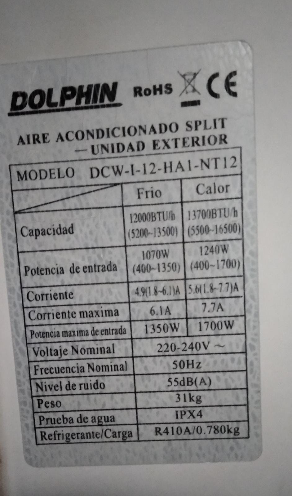 Motor ventilador unidad externa dolphin YDK28-6W-5