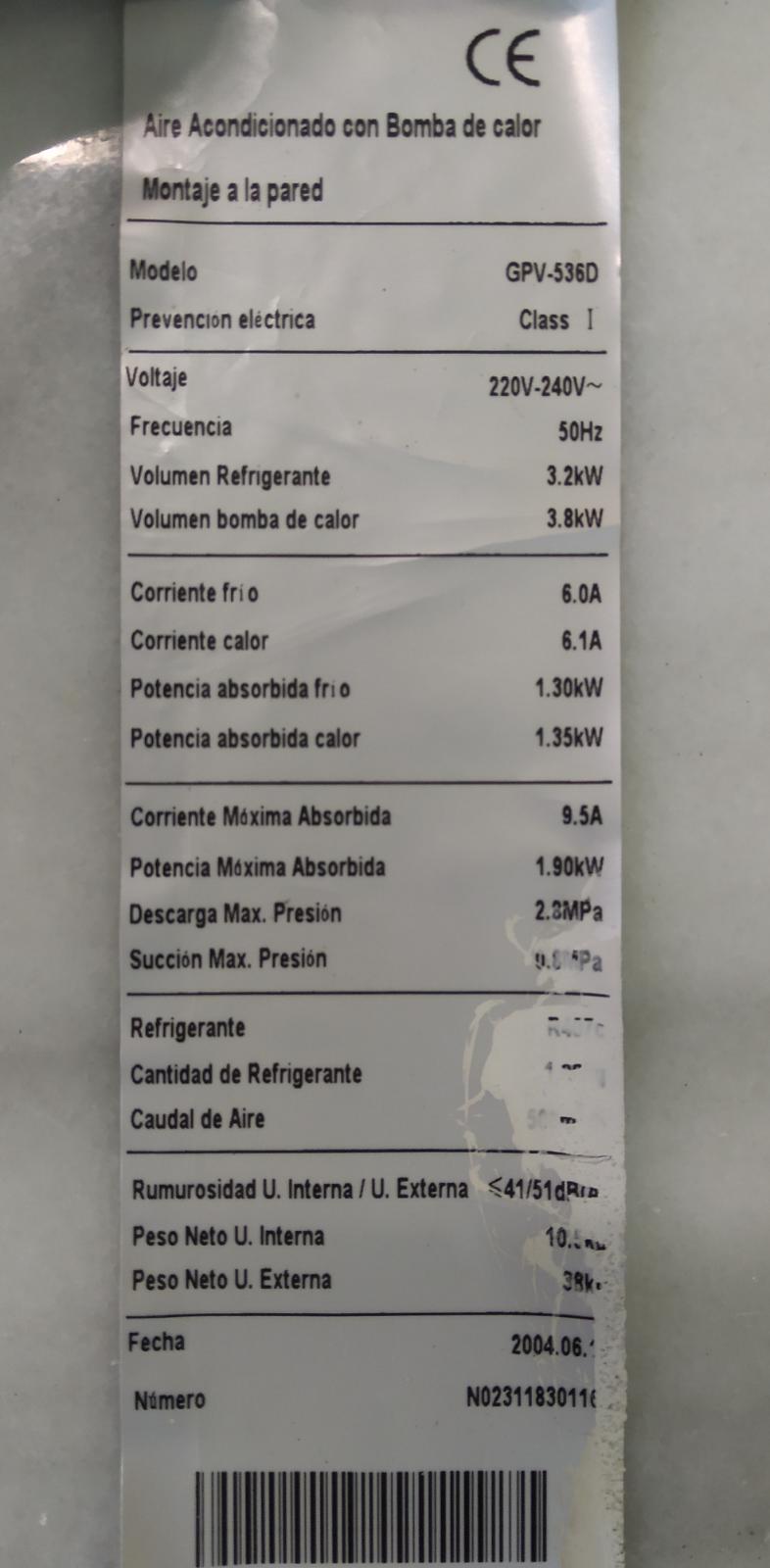 TURBINA VENTILADOR AIRE ACONDICIONADO Ref. GPV-536D 02090604 - Imagen 3