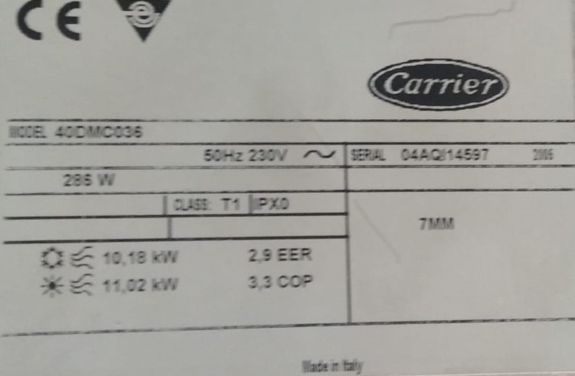Transformador Carrier Ref. B033905H01 40DMC036 T01 - Imagen 2