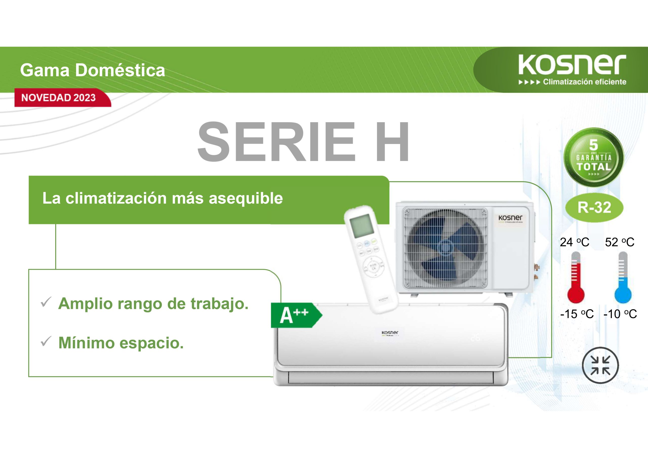 Aire Acondicionado Kosner - Split Serie H 3200 FRIGORÍAS - Imagen 2