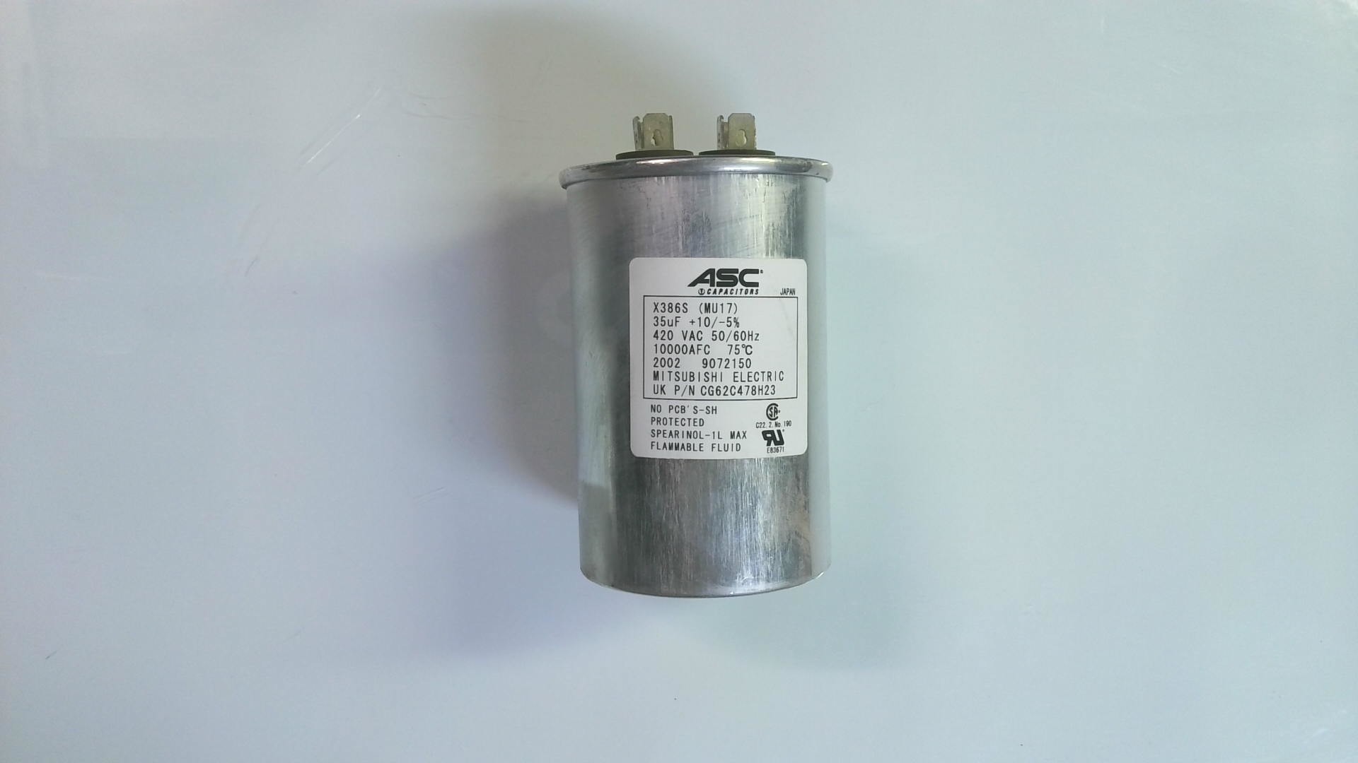 Condensadores ASC / X386S(MU17) / 35UF 420VAC 50/60HZ / 10000AAAFC 75C / 9042150 / MITSUBISHI ELECTRIC CON 03