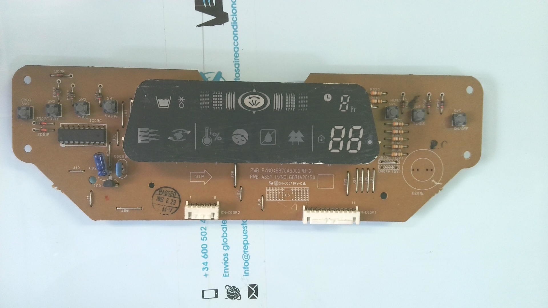 DISPLAY FRONTAL PLACA ELETRONICA PWB P/N0:6870A90027B-2 PWB ASSY P/NO:6871A20150 PLE60